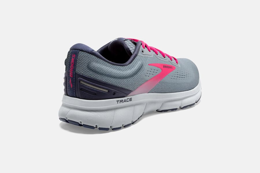 Brooks Running Shoes Womens Grey/Pink - Trace Road - 8792-DMGNP